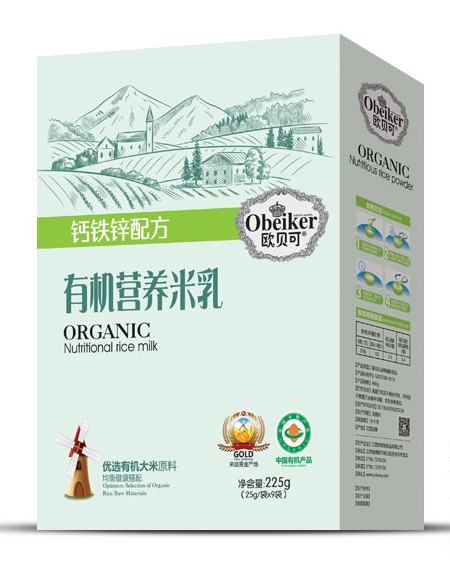 欧贝可有机米乳钙铁锌配方（盒装）